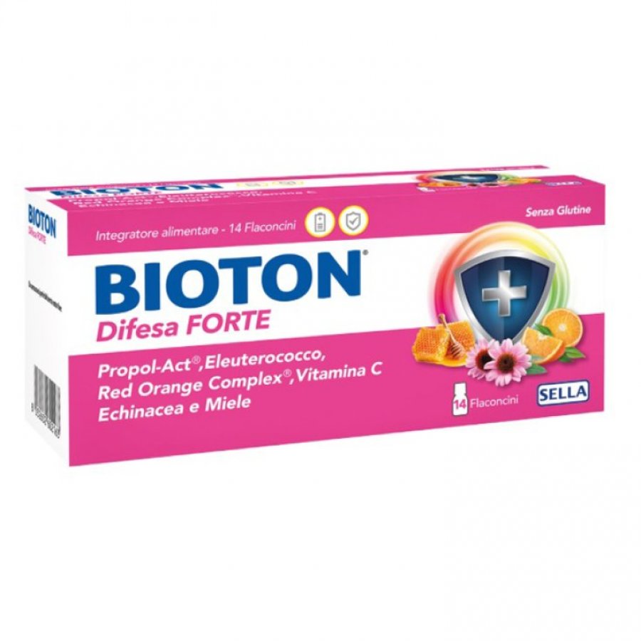 Bioton Difesa Forte 14 Flaconcini - Integratore alimentare con eleuterococco, red orange complex, echinacea e propol-act