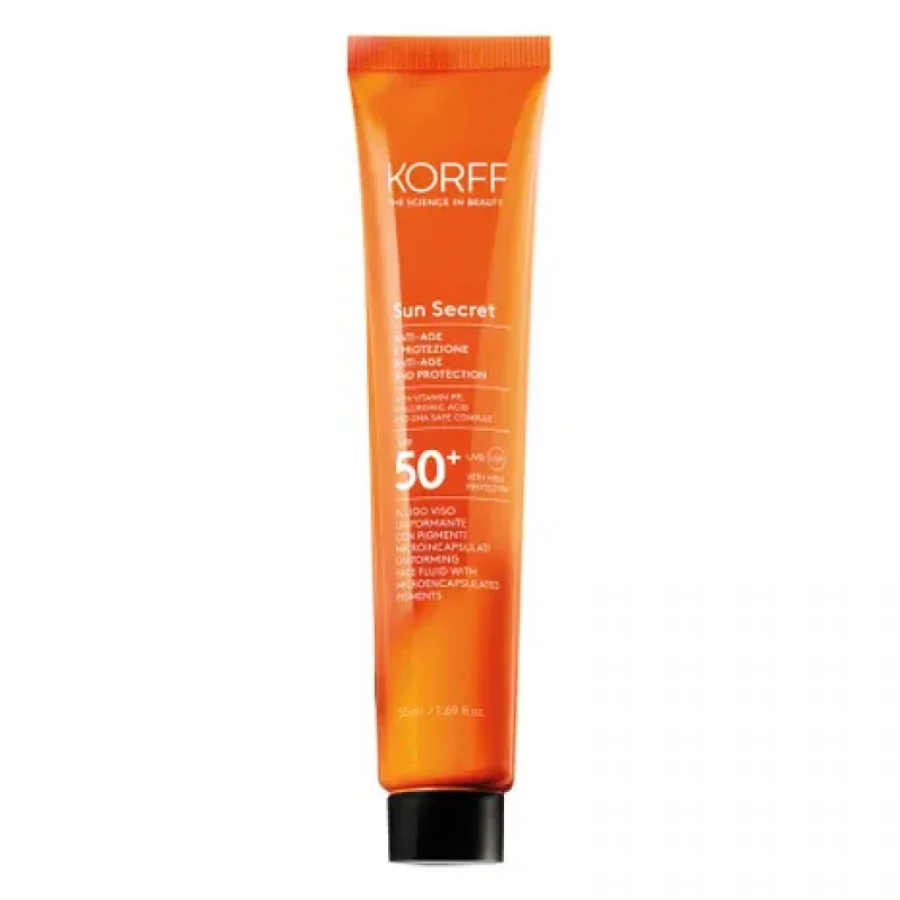 Korff Sun Secret Fluido Viso Uniformante Colorato Anti Age SPF 50+ 02 Dark 50 ml