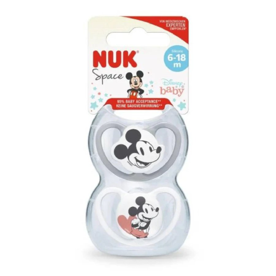 NUK Succhietti Space Mickey Silicone 6-18 Mesi, 2 Pezzi NUK Succhietti Space Mickey Silicone 6-18 Mesi, 2 Pezzi
