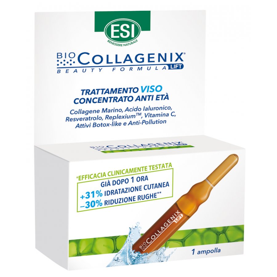 Bio Collagenix Trattamento Viso Concentrato Anti Età 1 Ampolla - Anti-Aging con Collagene Marino e Vitamina C