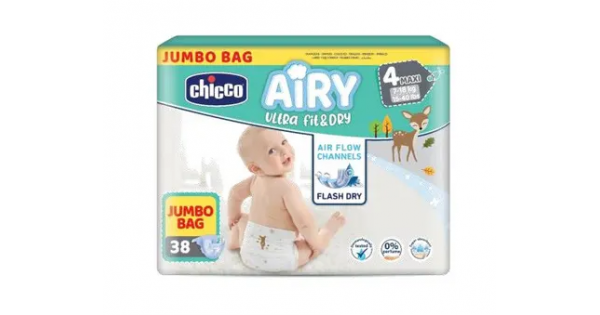 Chicco Airy Ultra Fit & Dry Pannolini Taglia 4 Maxi 7-18 Kg Maxi Formato 38