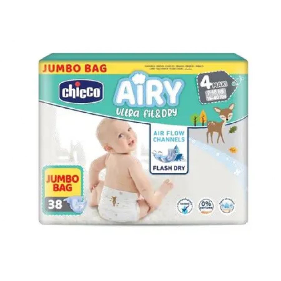 Chicco Airy Ultra Fit & Dry Pannolini Taglia 4 Maxi 7-18 Kg Maxi Formato 38