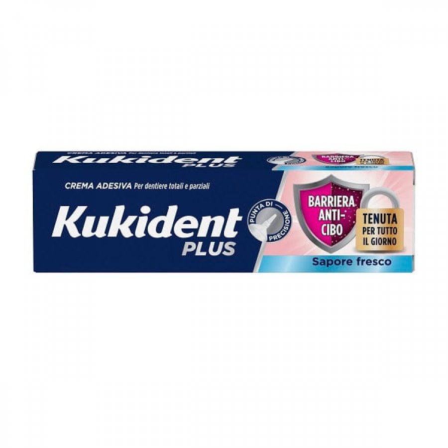 Kukident Plus Crema Adesiva per Dentiera, 40g – Protezione e Freschezza per Protesi Totali e Parziali