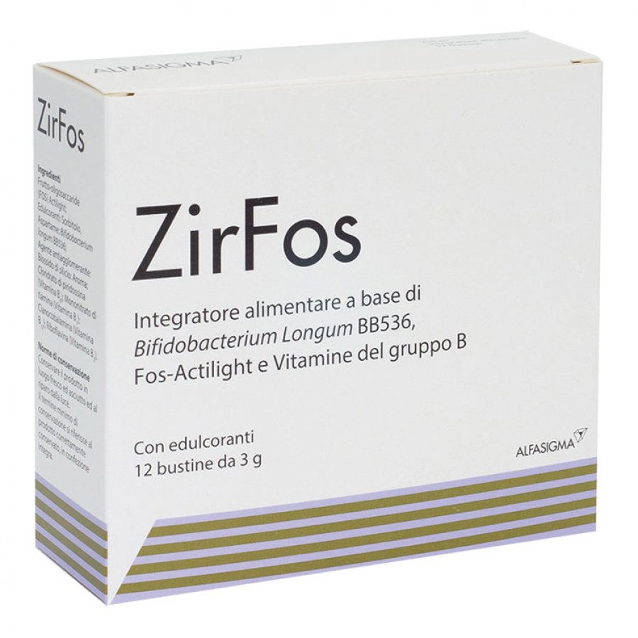 Zir Fos 12 Bustine - Integratore Fermenti Lattici e Vitamine per Equilibrio Intestinale