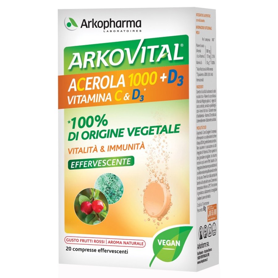 Arkovital Acerola 1000+D3, 20 Compresse Arkovital Acerola 1000+D3, 20 Compresse