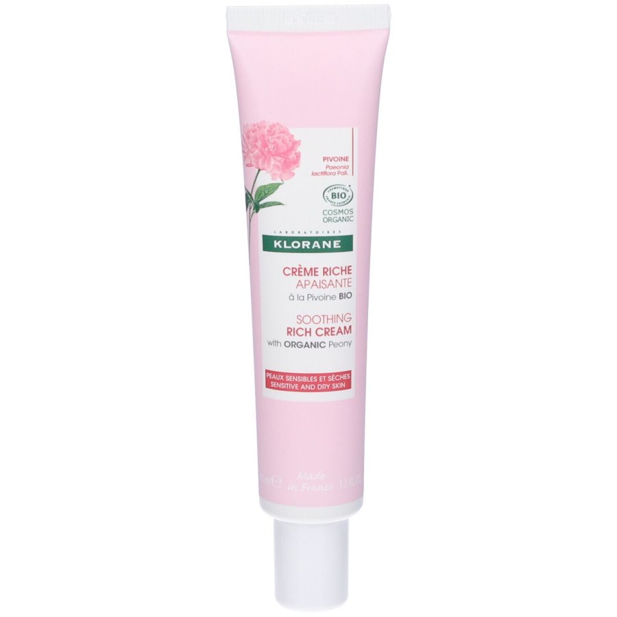 Klorane Crema Ricca Lenitiva Peonia BIO 40 ml - Crema Nutriente Pelle Sensibile e Secca