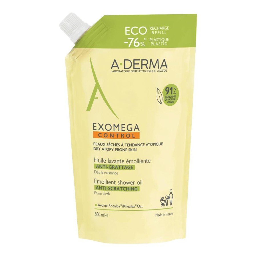 A-Derma Exomega Control Olio Lavante Emolliente Ricarica 500 ml - Idratazione Profonda