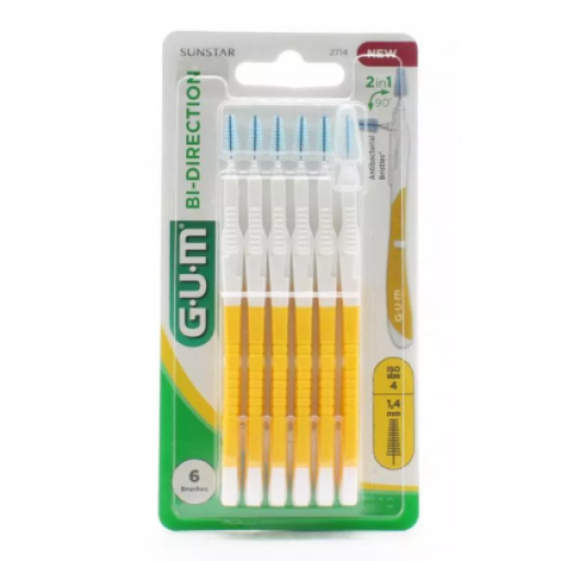 Gum Bi-direction Scovolino Interdentale 1,4mm 6 Pezzi - Pulizia Efficace per Spazi Interdentali più Ampi