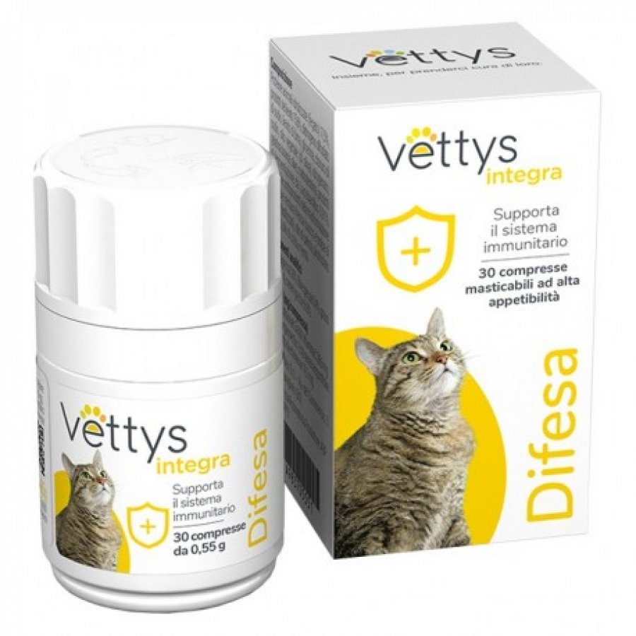 Vettys Integra Difesa Gatto 30 Compresse - Integratore per il Rinforzo del Sistema Immunitario del Tuo Gatto