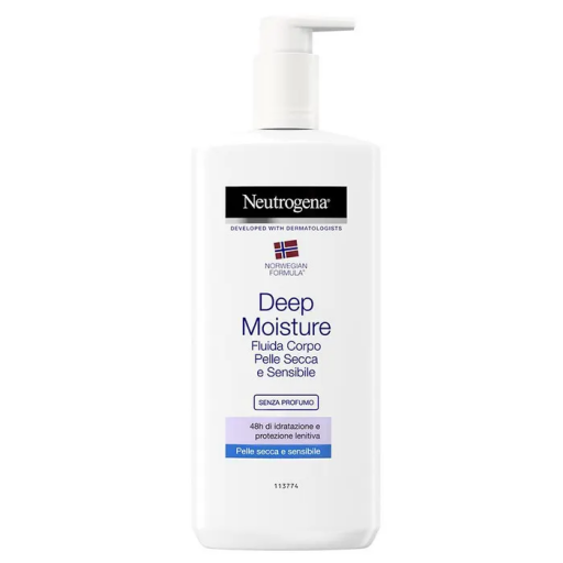 Neutrogena Deep Moisture Fluida Non Profumata, Crema Corpo per Pelle Secca e Sensibile 400 ml