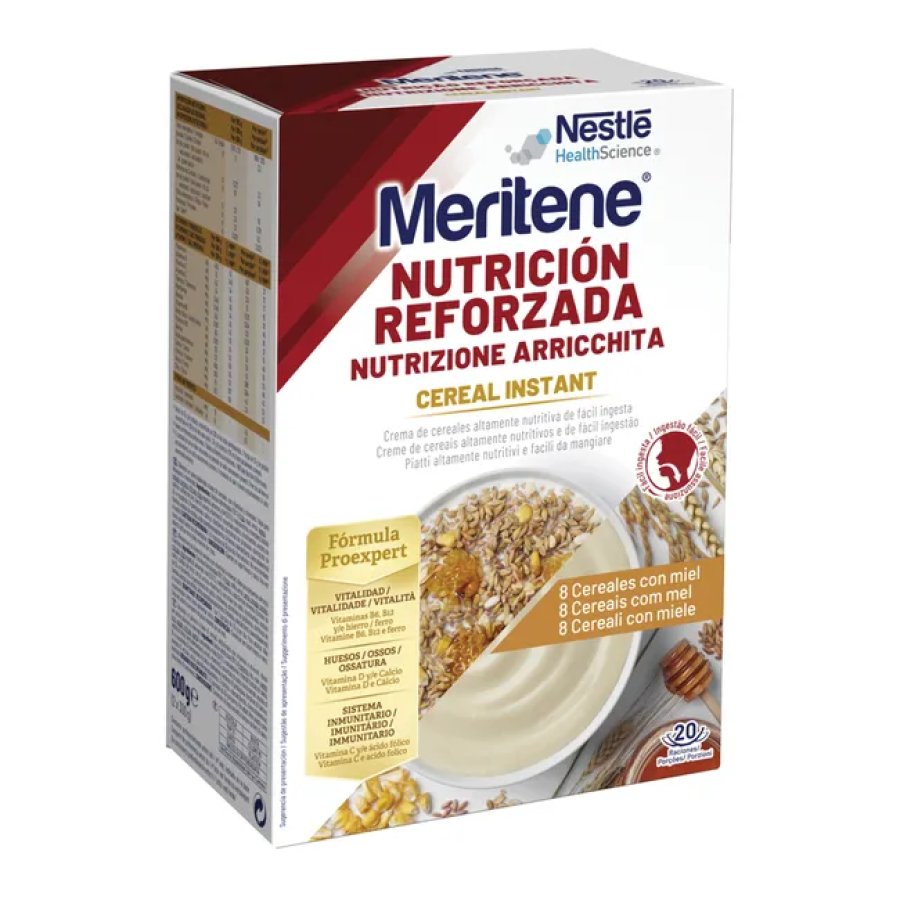 Meritene, Cereal Instant 8 Cereali e Miele, 2 x 300 g 
