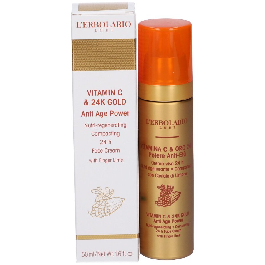 L'Erbolario, Crema Viso Vitamina C & Oro 24K, 50 ml