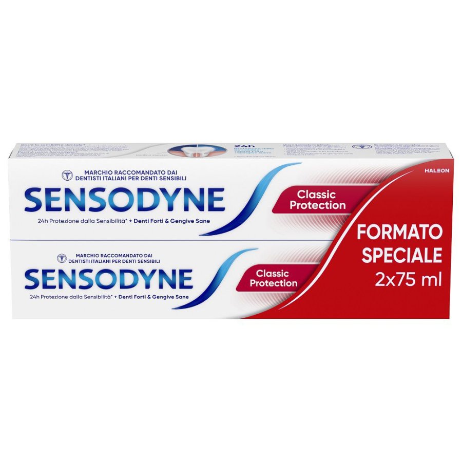 Sensodyne Dentifricio Classic Protection Denti Sensibili, 2 x 75 ml