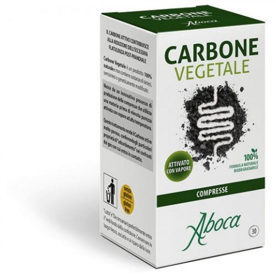 Aboca Carbone Vegetale - Integratore Flatulenza Post-Prandiale, 30 Compresse