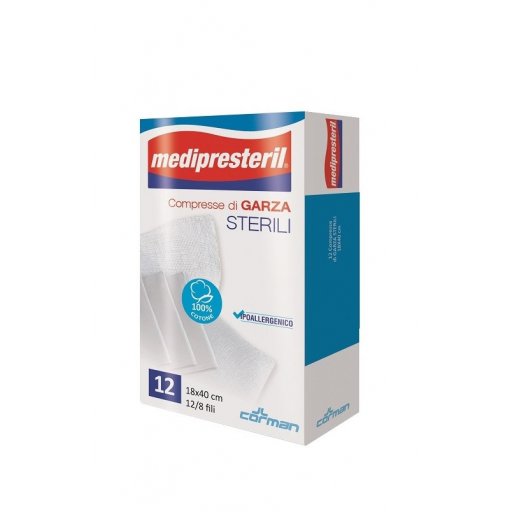 Medipresteril Garza Compressa 12/8 F.U. 18x40cm - Confezione da 12 Pezzi