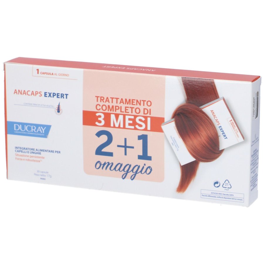 Ducray Anacaps Expert Capelli e Unghie Caduta Persistente, 3 x 30 capsule