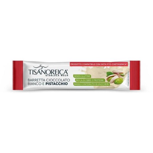 Tisanoreica Gianluca Mech Barretta Cioccolato Bianco e Pistacchio, Snack Proteico, 35g