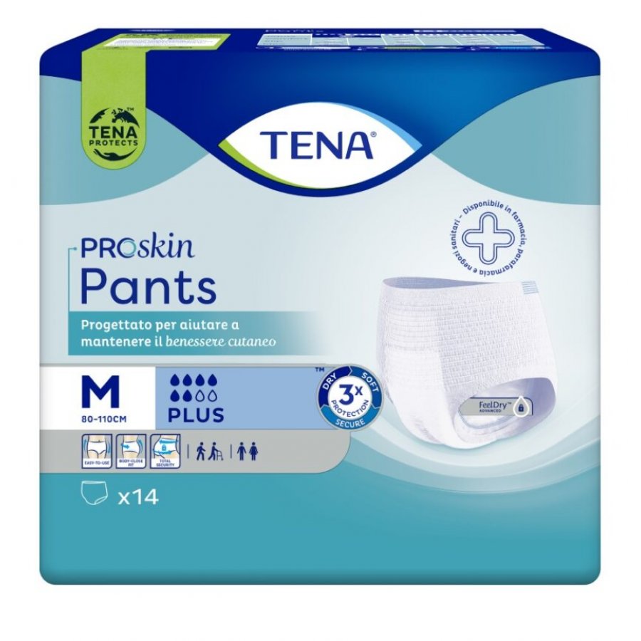 Tena Pants Plus - Pannoloni Mutandine Assorbenti Taglia M 14 Pezzi - Tripla Protezione per Comfort e Sicurezza