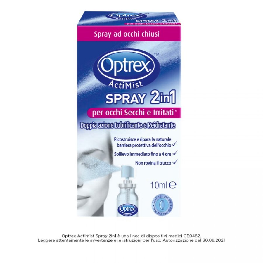 Optrex Actimist - Spray 2 in 1 Occhi Secchi e Irritati Doppia Azione Lubrificante e Idratante 10ml