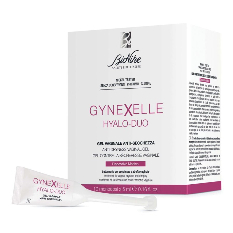 BioNike Gynexelle Hyalo-Duo, Gel Vaginale Anti-Secchezza, 10 monodosi