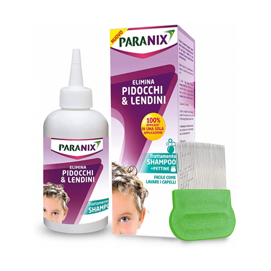 Paranix Trattamento Pidocchi e Lendini Shampoo 200ml + Pettine, Rimedio Efficace per una Testa Libera da Pidocchi
