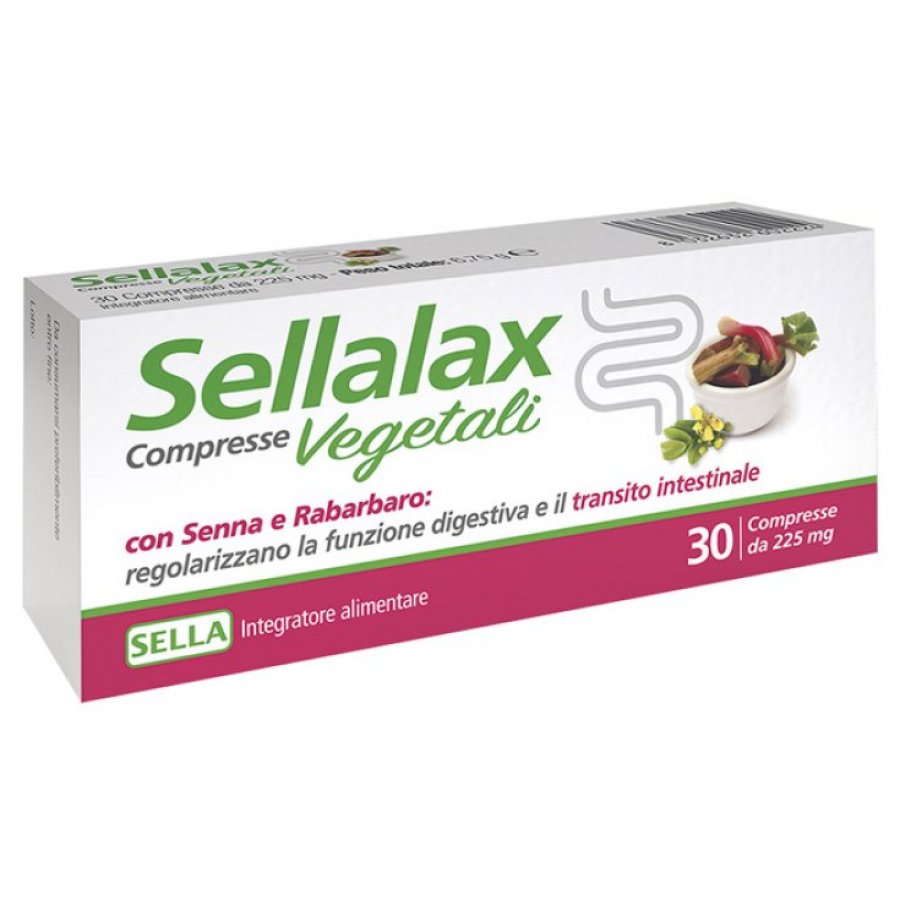 Sellalax Sella 30 Compresse Vegetali - Integratore alimentare con senna e rabarbaro