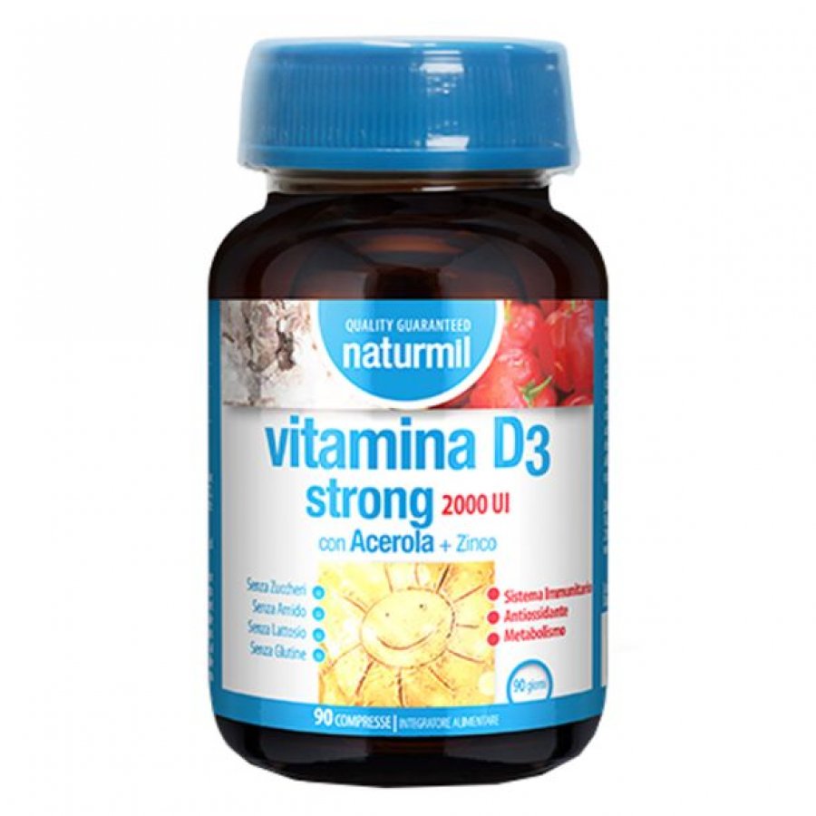 Naturmil Vitamina D3 Strong – Integratore Alimentare 90 Compresse, Supporto Immunitario e Osseo