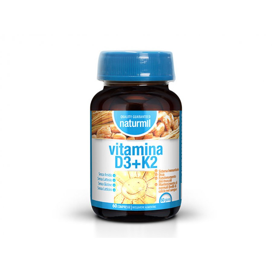 Naturmil Vitamina D3+K2 – Integratore Alimentare 60 Compresse, Supporto per le Ossa e il Sistema Immunitario