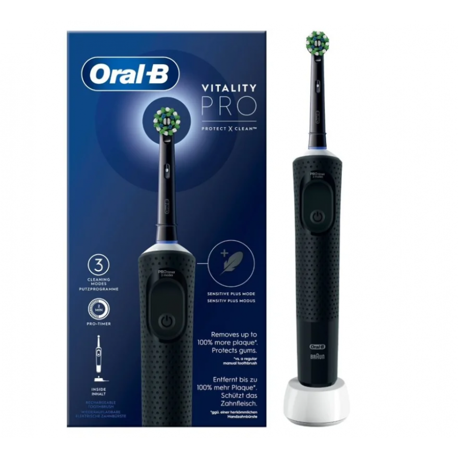 Oral-B Spazzolino Elettrico Ricaricabile Vitality Pro Nero Testina -  Pulizia avanzata per un sorriso sano e