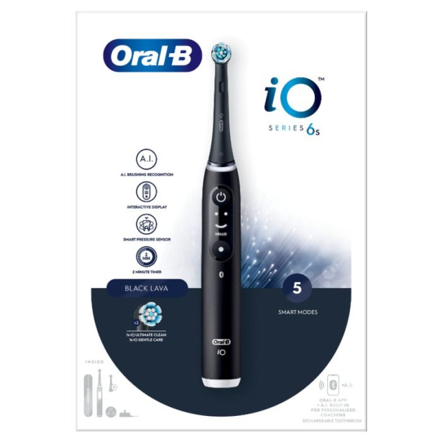 Oral-B iO6 Black Lava Spazzolino Elettrico Ricaricabile con Custodia Viaggio