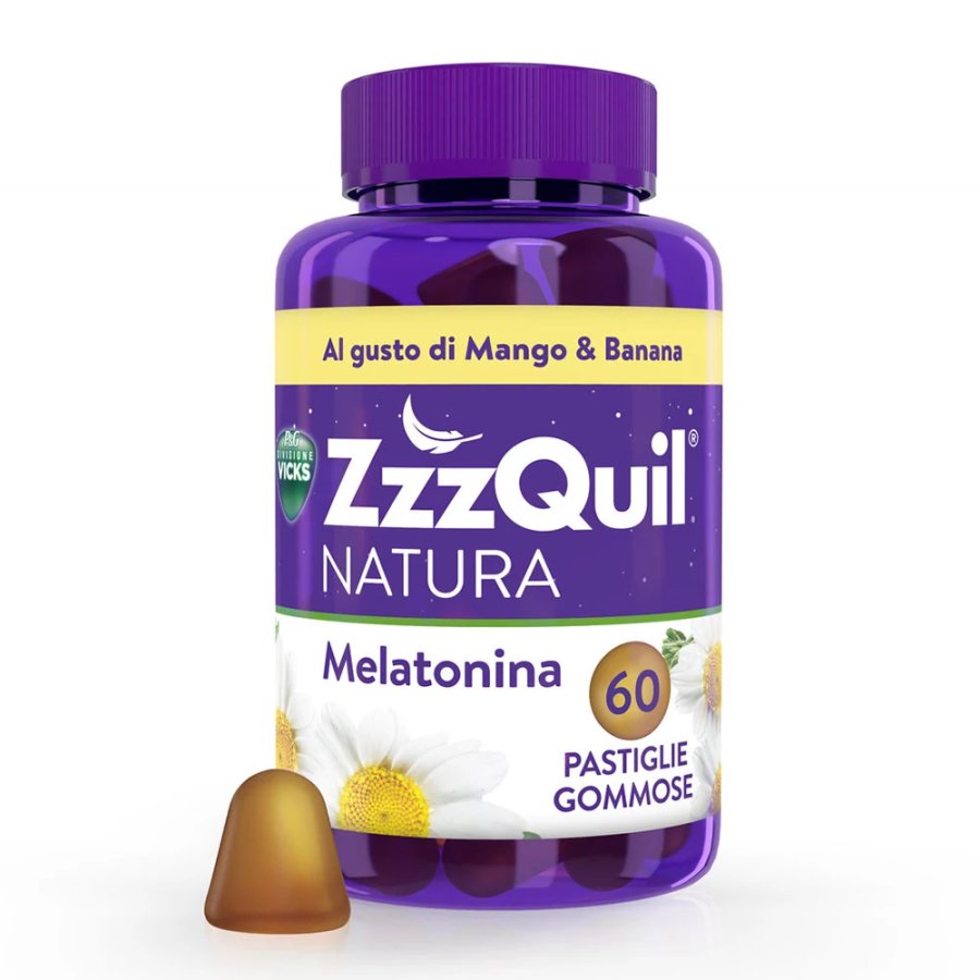 ZzzQuil Natura, Melatonina Mango e Banana, 60 Pastiglie
