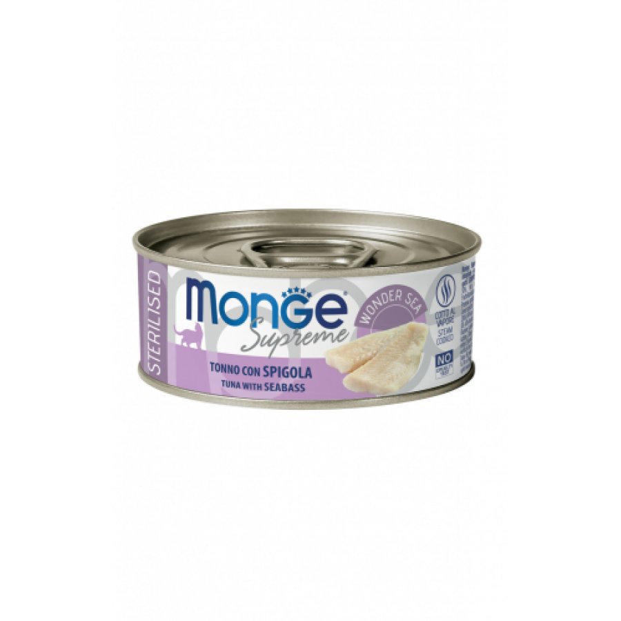 Monge Supreme Gatto Sterilizzato Tonno con Spigola, 80 g
