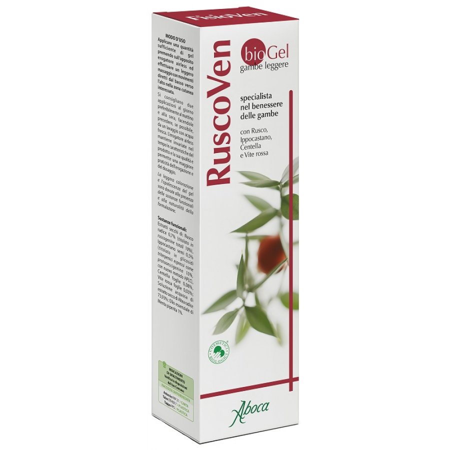 Aboca - RuscoVen BioGel 100 ml - Gel Gambe Pesanti con Rusco, Ippocastano, Centella e Vite Rossa