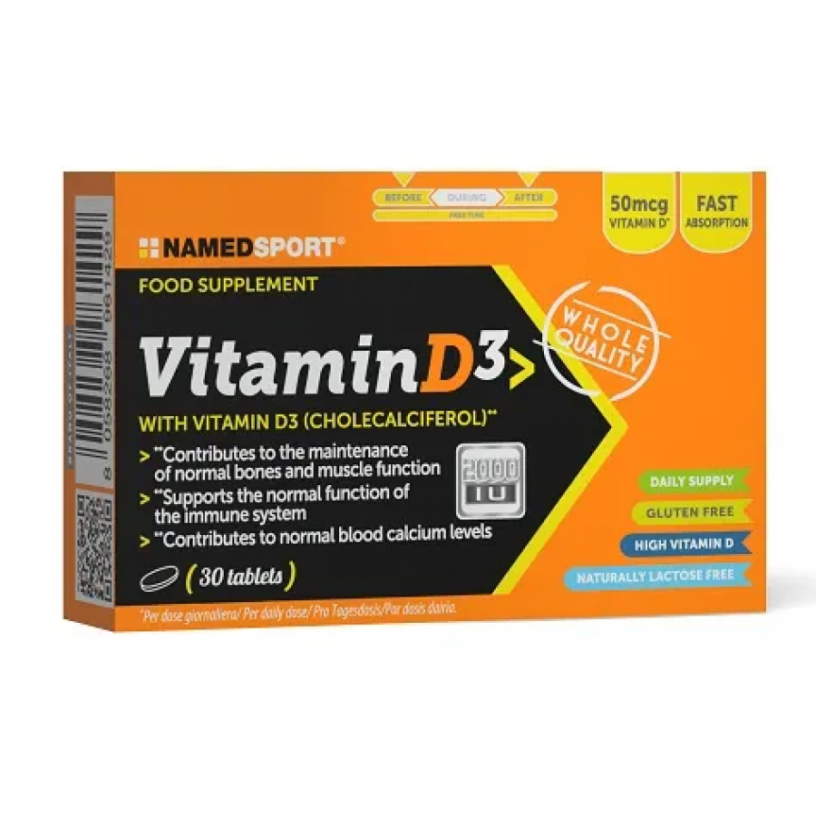 Named Sport - Vitamin D3 30 Compresse - Integratore di Vitamina D3 per la Salute delle Ossa e del Sistema Immunitario