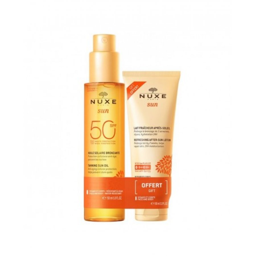 NUXE Sun Olio SPF50+ e Latte Doposole - Protezione Solare e Idratazione per la Tua Pelle