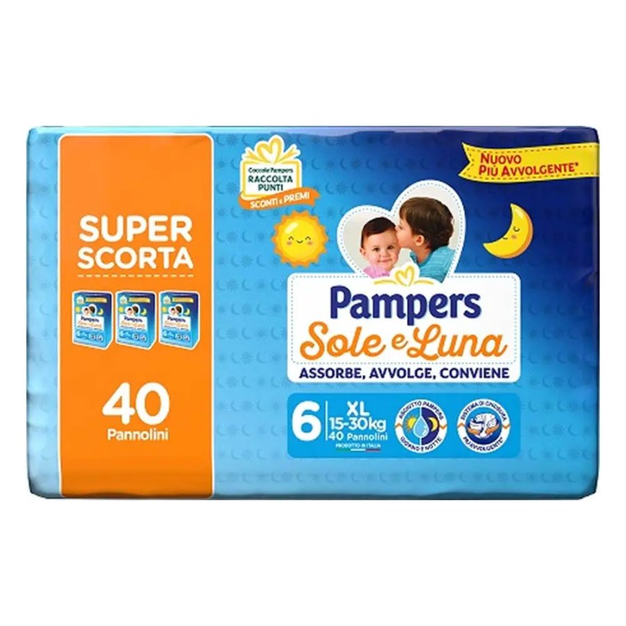 Pampers Sole & Luna Pannolino XL Taglia 6 (15-30 kg), 40 pezzi
