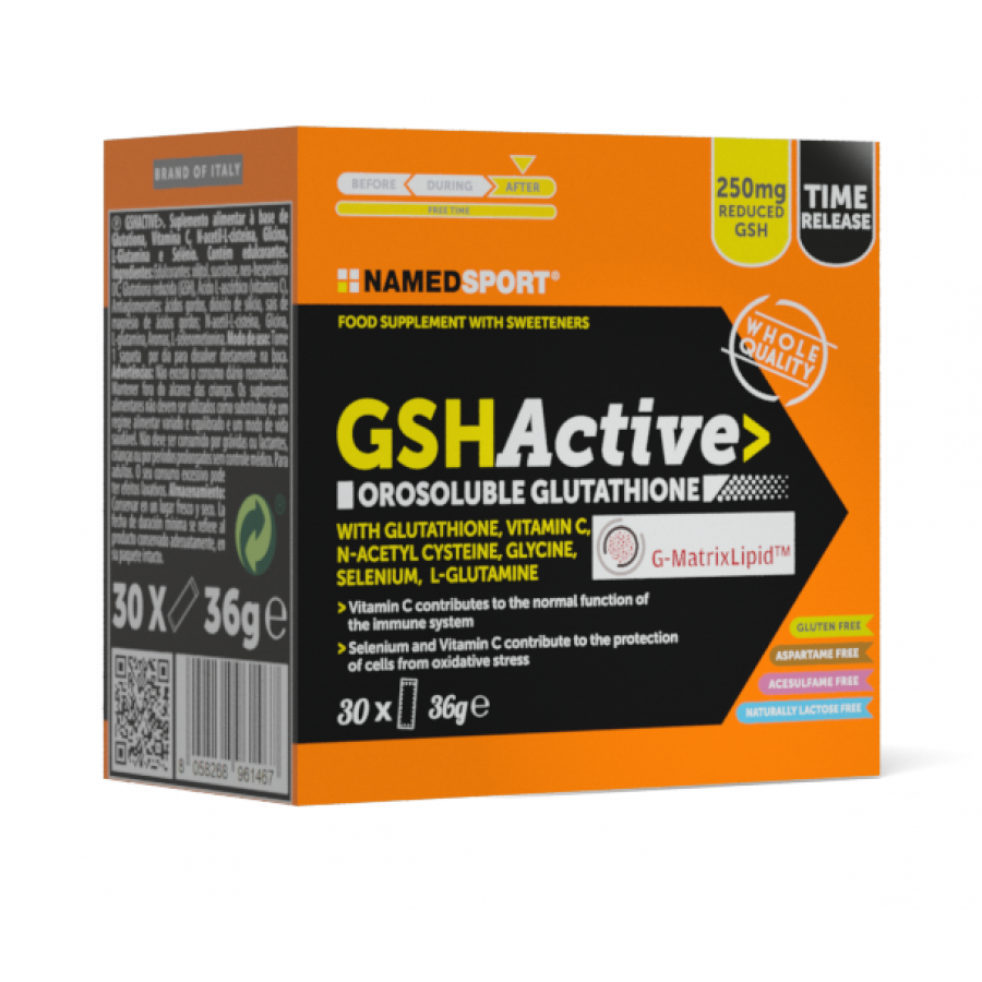 NAMED SPORT - GSHACTIVE 30 Bustine - Integratore Antiossidante con Glutatione per il Benessere del Corpo