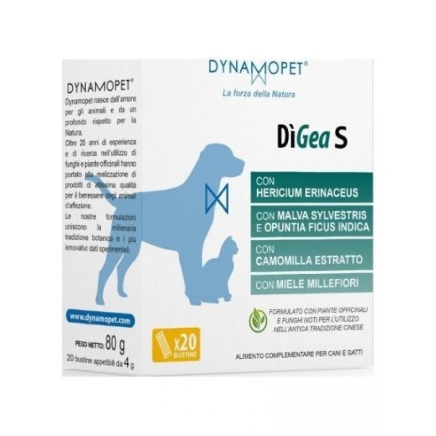 Digea Small Integratore per Cani e Gatti - 20 Bustine da 4g - Supporto Digestivo