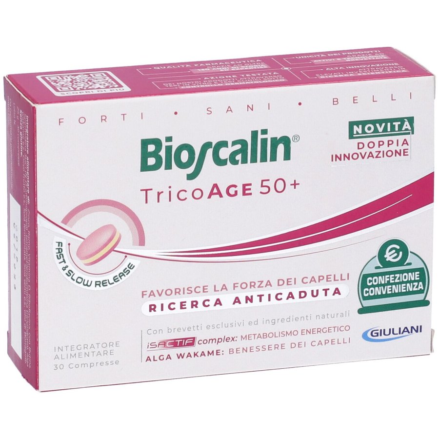 Bioscalin TricoAGE 50+ Integratore Capelli Donna Menopausa, 30 Compresse