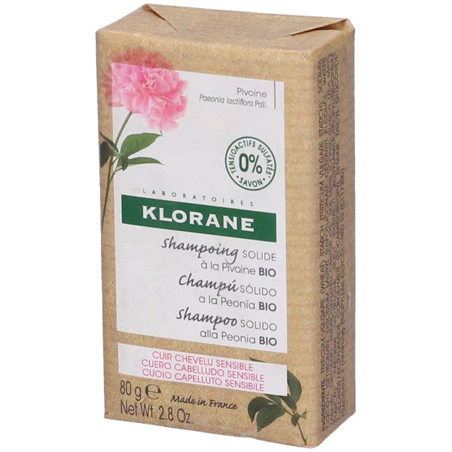 Klorane Shampoo Solido alla Peonia BIO 80g – Cuoio Capelluto Sensibile