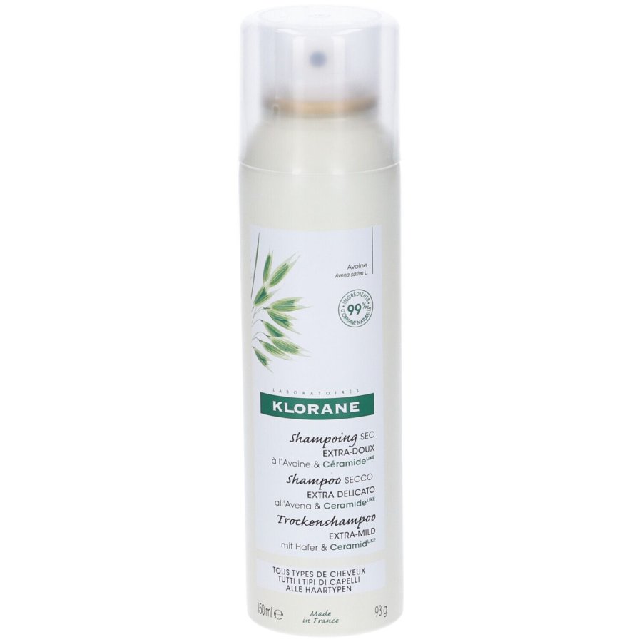 Klorane Shampoo Secco all’Avena e Ceramide 150ml – Tutti i Tipi di Capelli