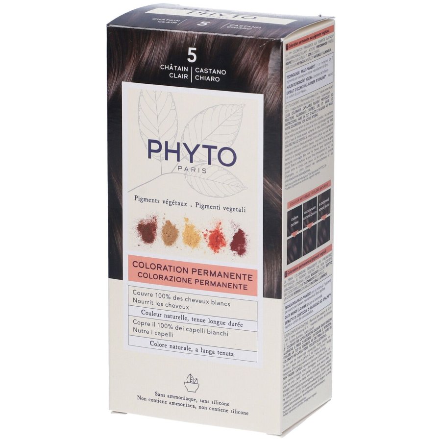 Phyto Phytocolor 5 Castano Chiaro Colorazione Permanente Per Capelli - Kit da 50ml