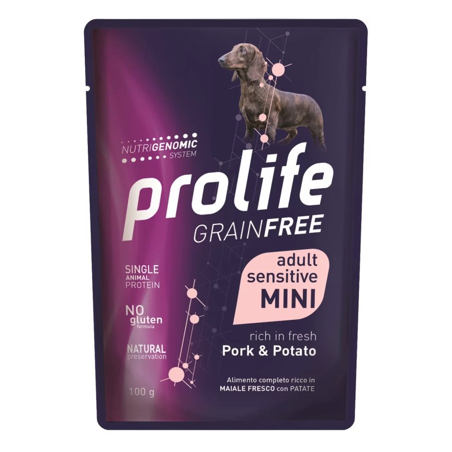 Prolife Grain Free Maiale e Patate Cani Adulti Taglia Mini, 100 g