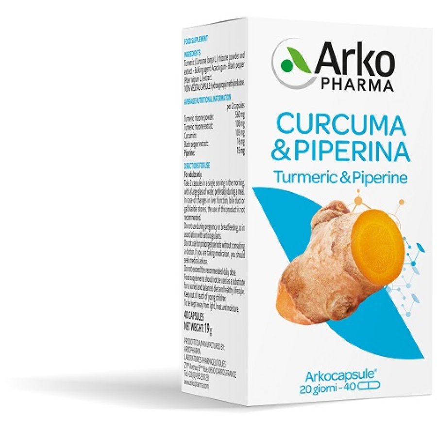 Arkopharma Curcuma + Piperina, 40 Capsule
