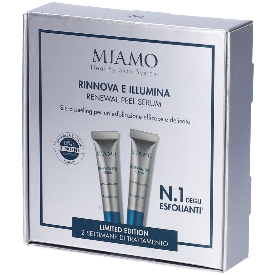Miamo, Longevity Plus Renewal Peel Serum Siero Peeling Anti Age, 2 Tubi da 5 ml