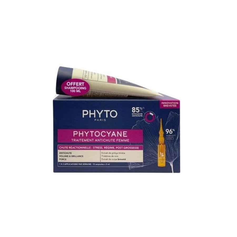 Phyto Phytocyane Kit Donna Caduta Temporanea 12 Fiale + Shampoo rinvigorente 100ml