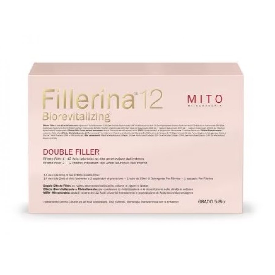 Fillerina 12 Double Filler Biorevitalizing Mito Grado 5 Bio Detergente 50ml + Gel 14 Dosi da 2ml + Velo Nutriente 14 Dosi da 2ml