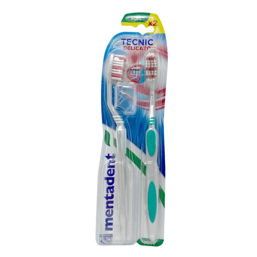Mentadent Spazzolino Tecnic Delicato su Smalto e Gengive Soft, 2 Pezzi