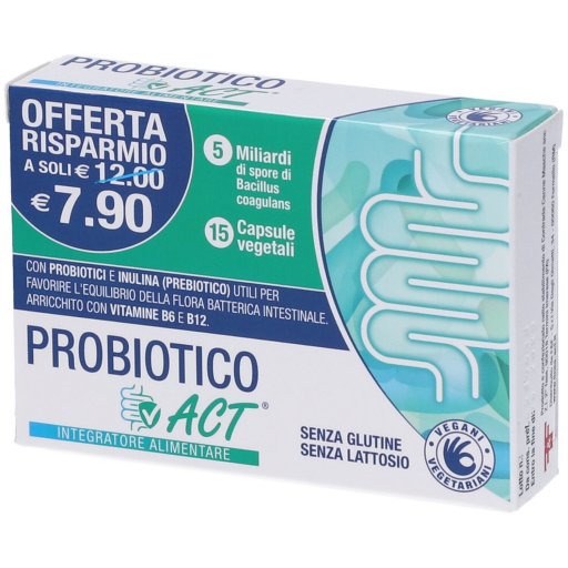 Probiotico ACT, Integratore con Vitamine B, 15 Capsule