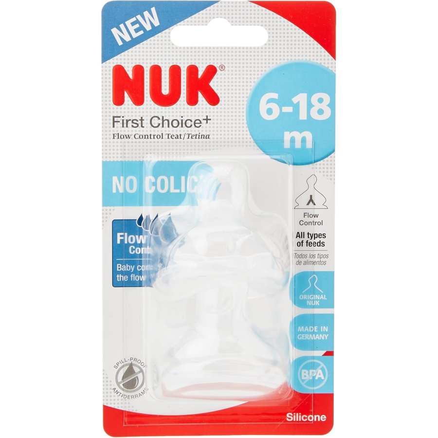 NUK First Choice+ Tettarelle per Biberon 6-18 Mesi, 2 pezzi NUK First Choice+ Tettarelle per Biberon 6-18 Mesi, 2 pezzi